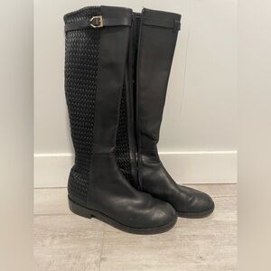 Cole Haan Classic Black Leather Women's Flat Knee-High Riding Boots Size 8